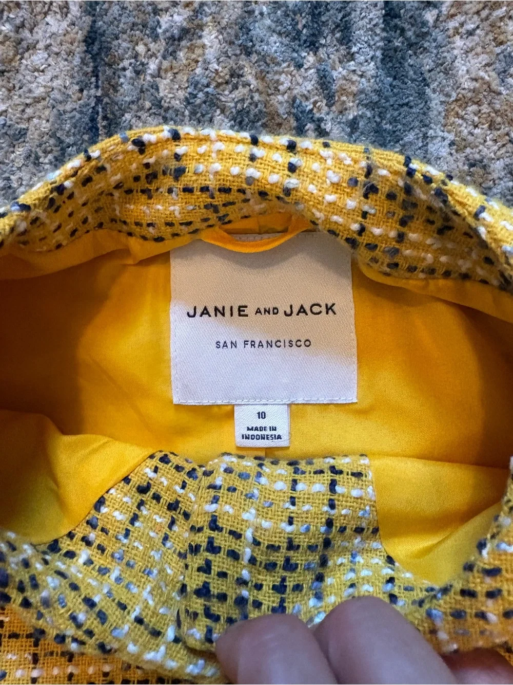Janie and Jack Girls Yellow Tweed 3/4 Puff-Sleeve Jacket & Shorts Set Size 10/12